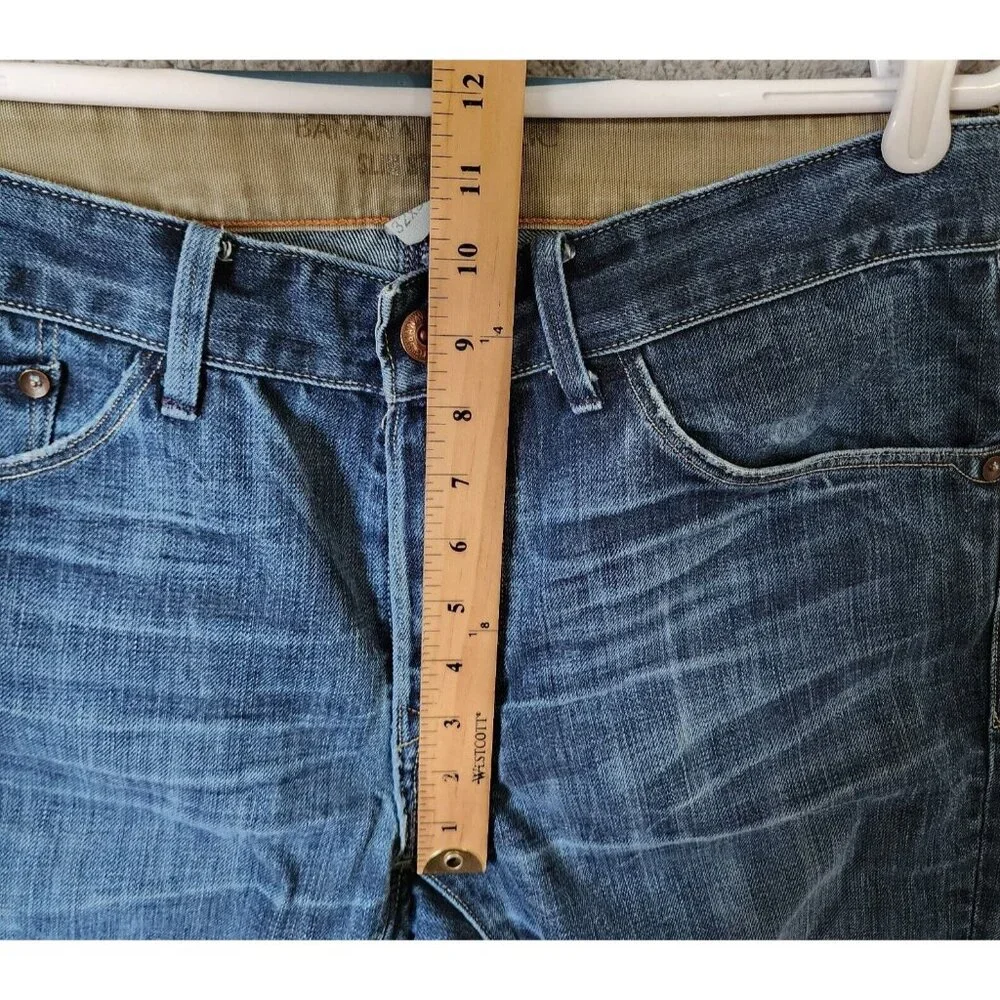 Banana Republic Blue Denim Slim Straight Button Fly‎ Jeans Size 32 x 30 Cotton
